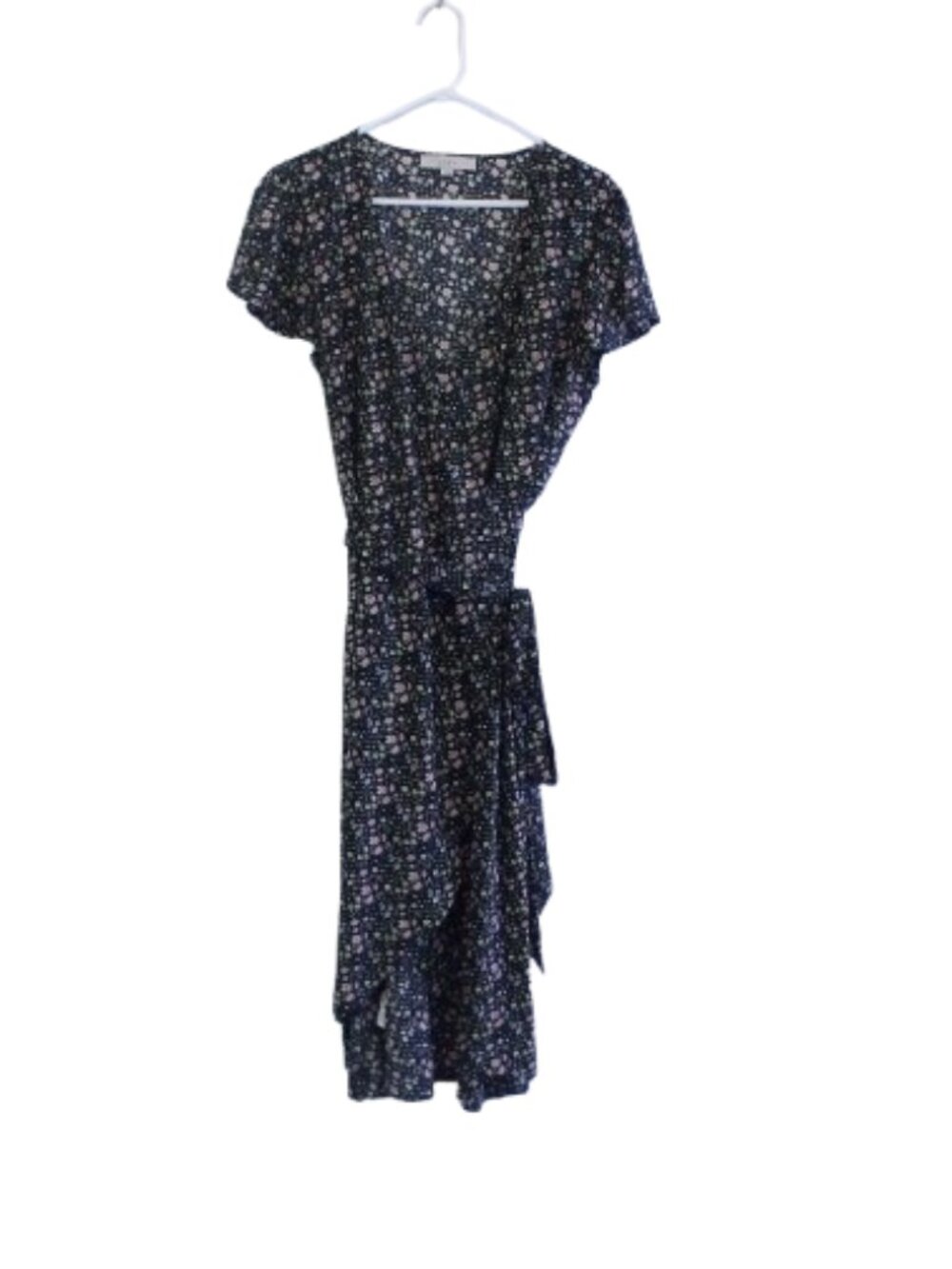 LOFT Black Floral Wrap Dress